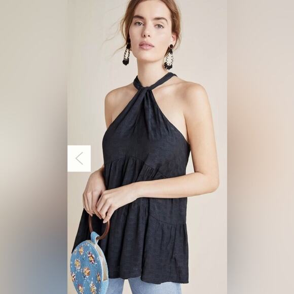 Anthropologie Lavinia Keyhole Tank‎ Top Blouse Small Black plus size  Halter 3x - Picture 2 of 7